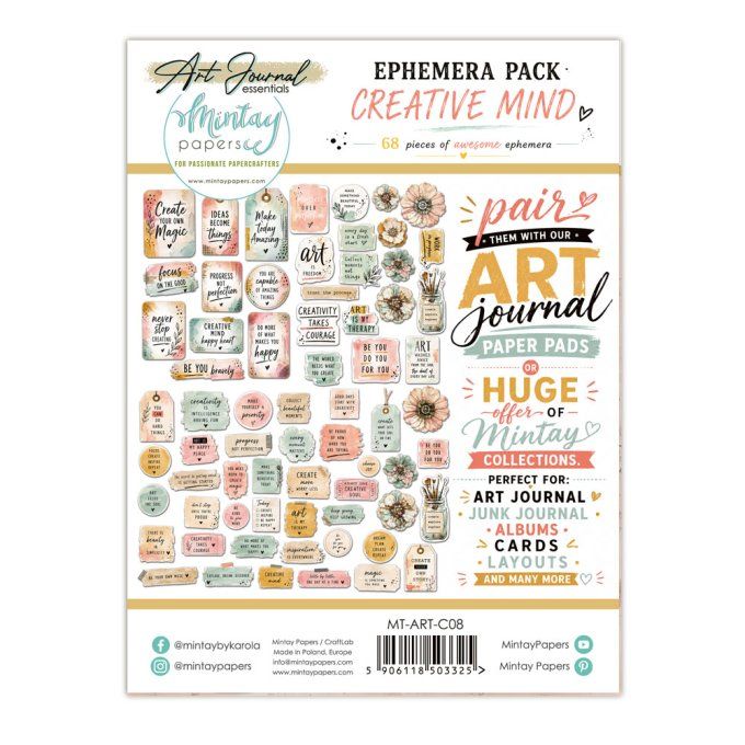 68 die-cuts, Art journal, Ephemera - Creative mind
