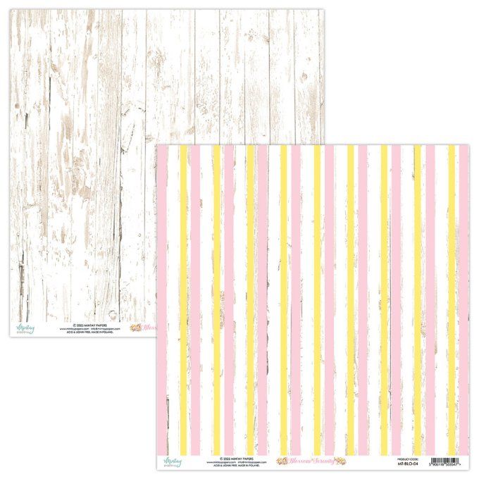 Ensemble de 12 feuilles, format 30.5x30.5cm, Collection Blossom Serenity, motif recto verso, 250g