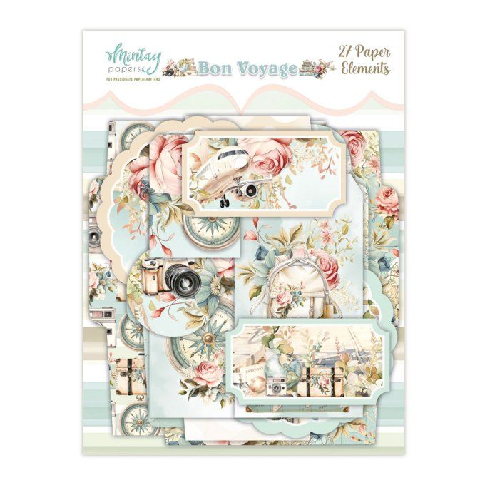 Ensemble de 27 éléments en papier, Collection Bon voyage