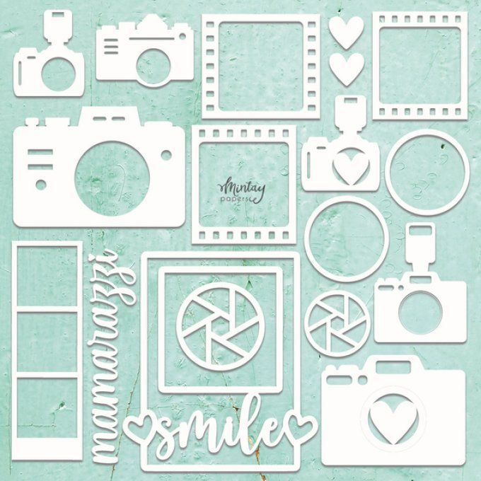 Grand chipboard, Mintay chippies - Photo set - planche de 30x30cm