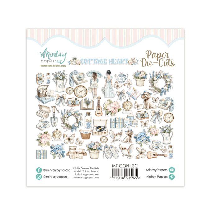Ensemble de 60 die-cuts, Collection Cottage heart