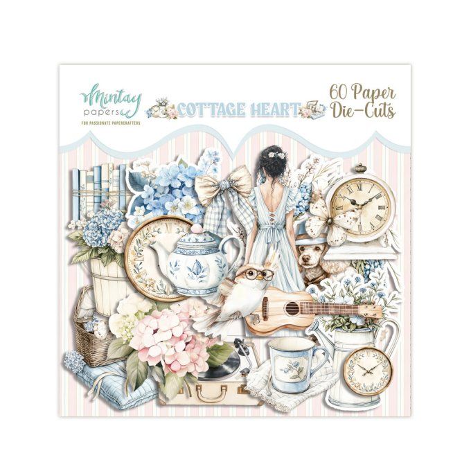 Ensemble de 60 die-cuts, Collection Cottage heart