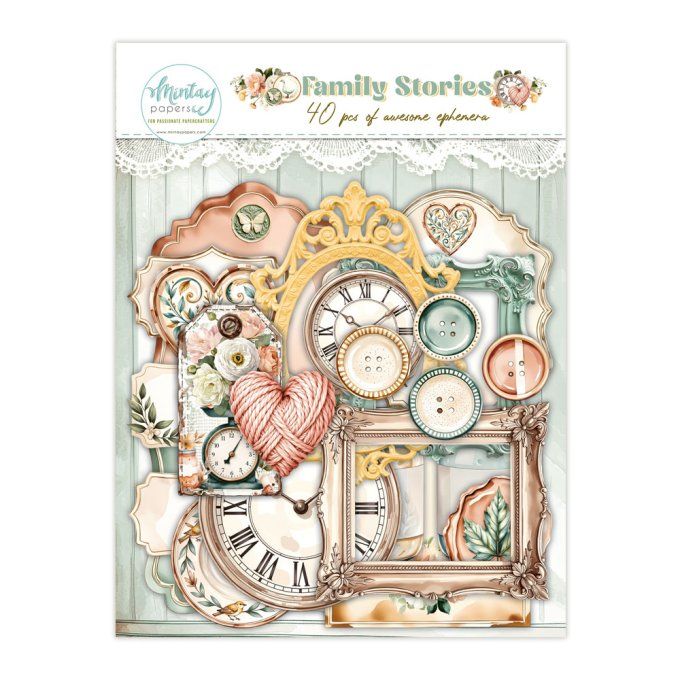 Ensemble de 40 éléments en papier, Collection Family stories