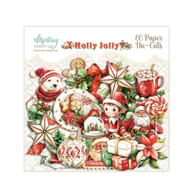 Ensemble de 60 die-cuts, Collection Holly Jolly