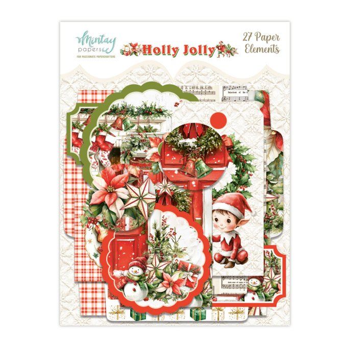 Ensemble de 27 éléments en papier, Collection Holly Jolly