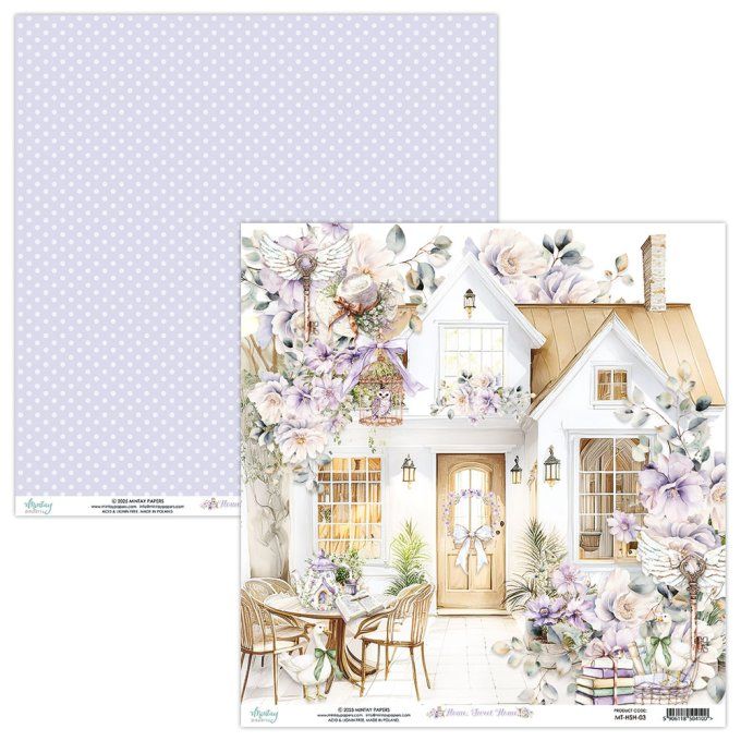 Ensemble de 12 feuilles, format 30.5x30.5cm, Collection Home Sweet Home, motif recto verso, 250g