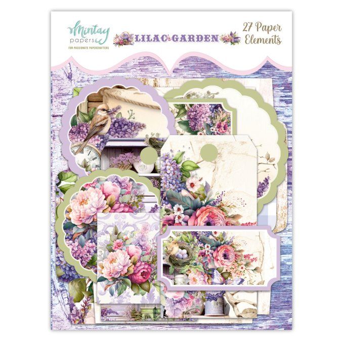 Ensemble de 27 éléments en papier, Mintay, Collection Lilac garden