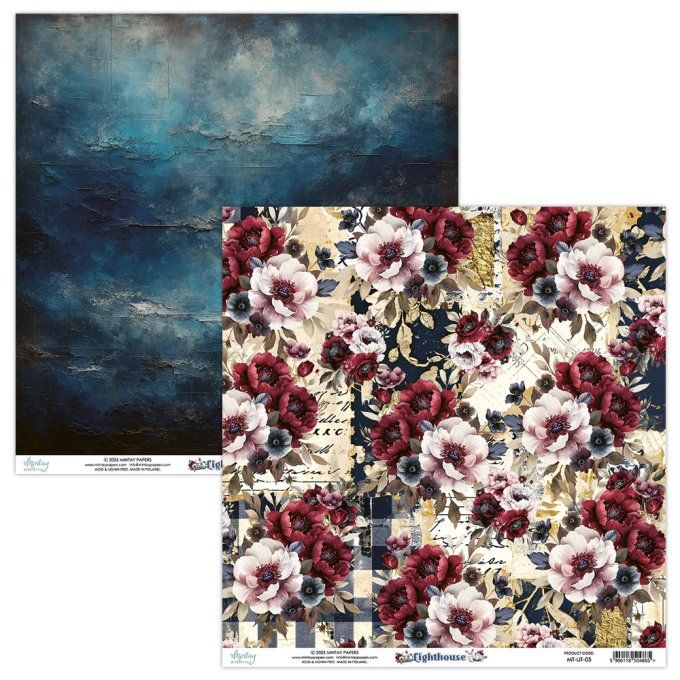 Ensemble de 12 feuilles, format 30.5x30.5cm, Collection Lighthouse, motif recto verso, 250g