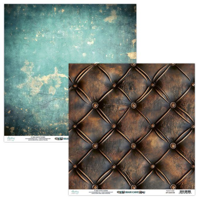 Ensemble de 12 feuilles, format 30.5x30.5cm, Collection Man cave, motif recto verso, 250g