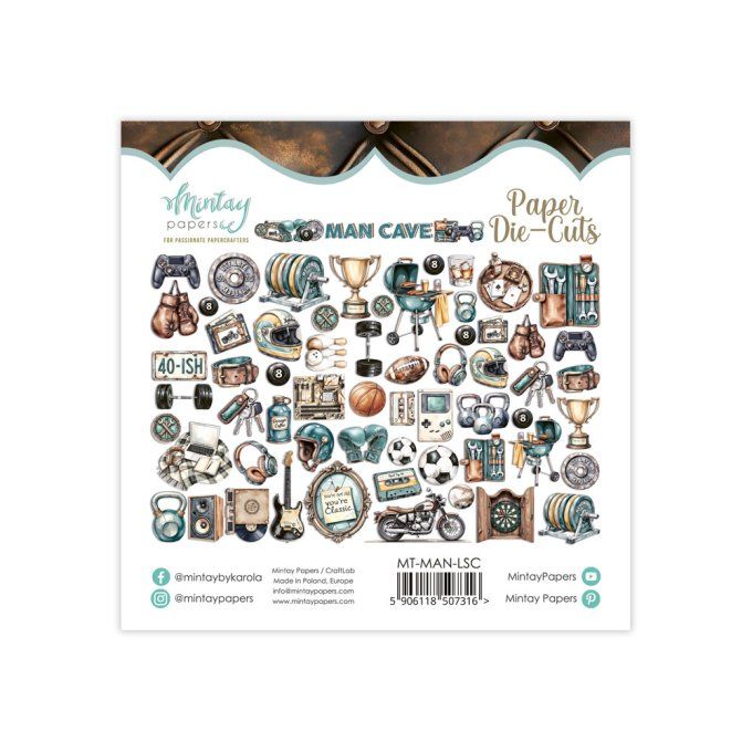 Ensemble de 60 éléments en papier, Collection Man cave