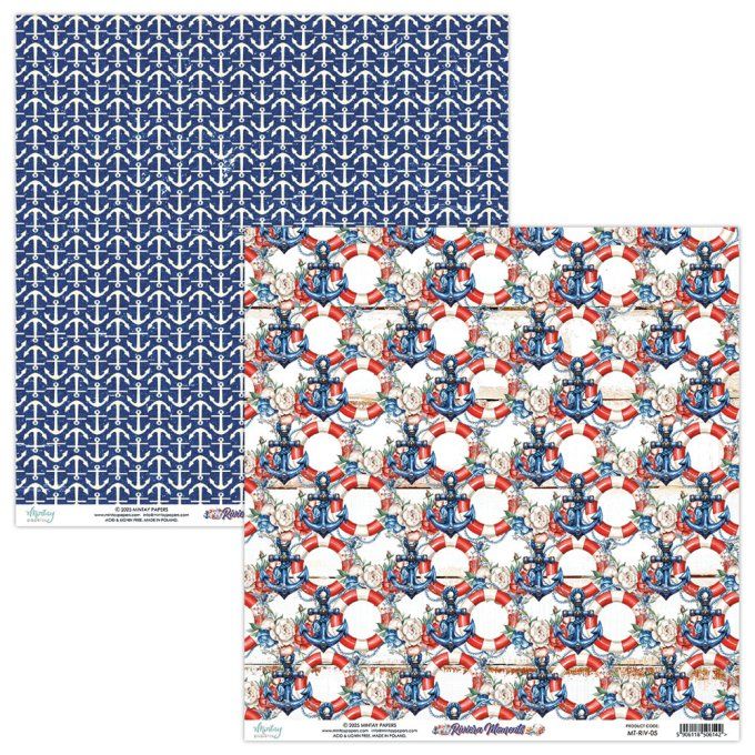 Ensemble de 12 feuilles, format 30.5x30.5cm, Collection Riviera moments, motif recto verso, 250g