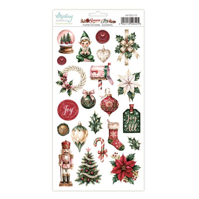 1 planche de stickers, format : 15x30cm, Collection Season of joy