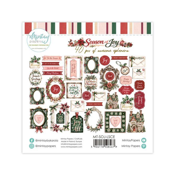 Ensemble de 40 ephemera en papier, Collection Season of joy 