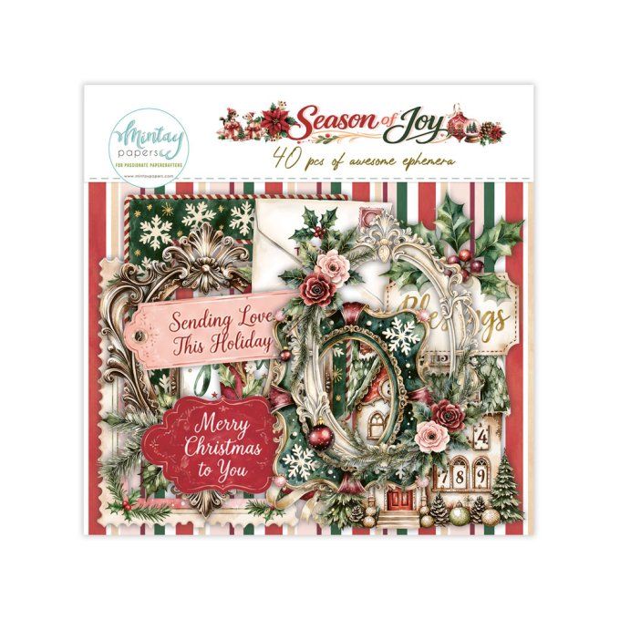 Ensemble de 40 ephemera en papier, Collection Season of joy 