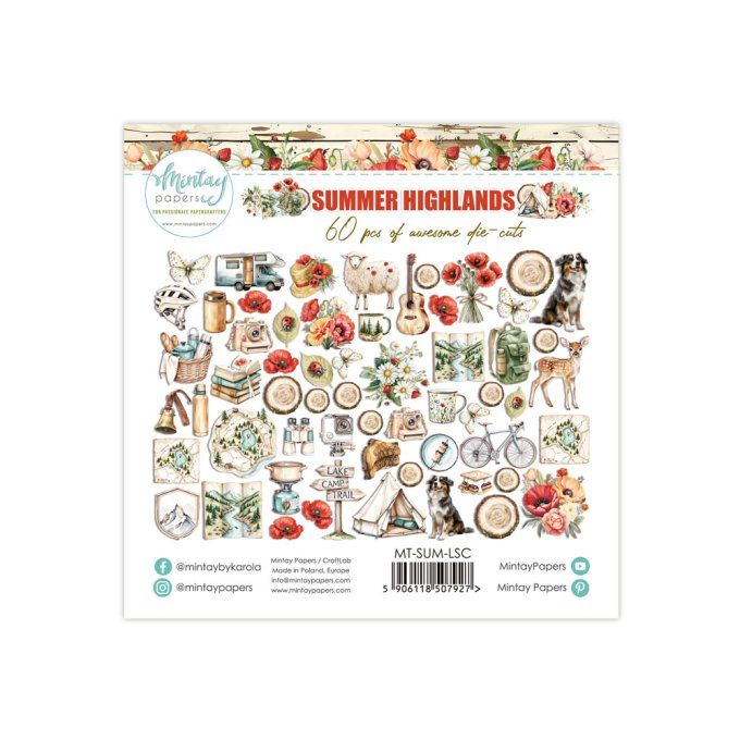 Ensemble de 60 éléments en papier, Collection Summer Highlands