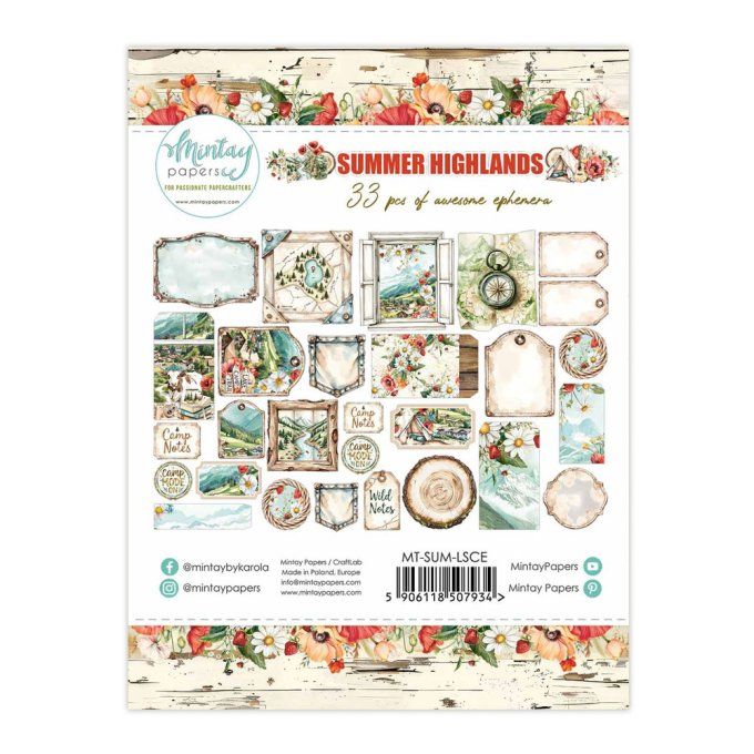 Ensemble de 33 éléments en papier, Collection Summer Highlands