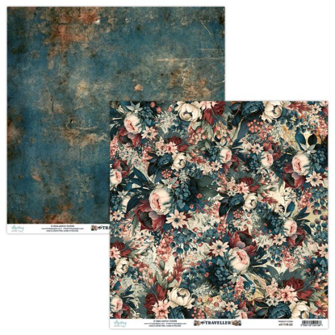 Ensemble de 12 feuilles, format : 30.5x30.5cm, Collection Traveller, motif recto verso, 250g