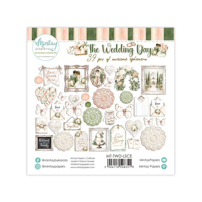 Ensemble de 39 ephemera en papier, Collection Wedding day