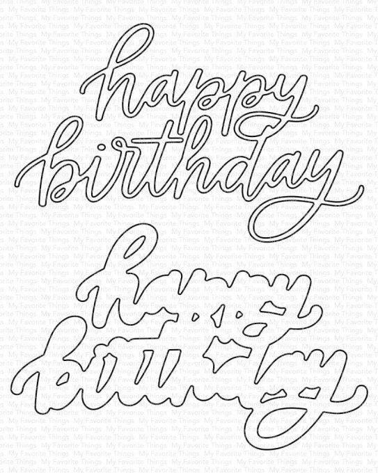 Die/matrice de découpe, My favourite things - Happy birthday, dimension 9.5x6cm environ