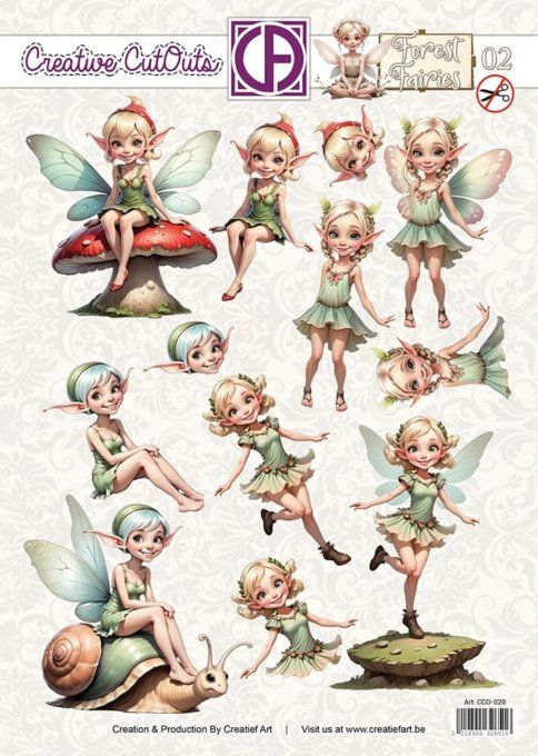 Die-cuts prédécoupés sur une feuille A4 - Forest fairies 