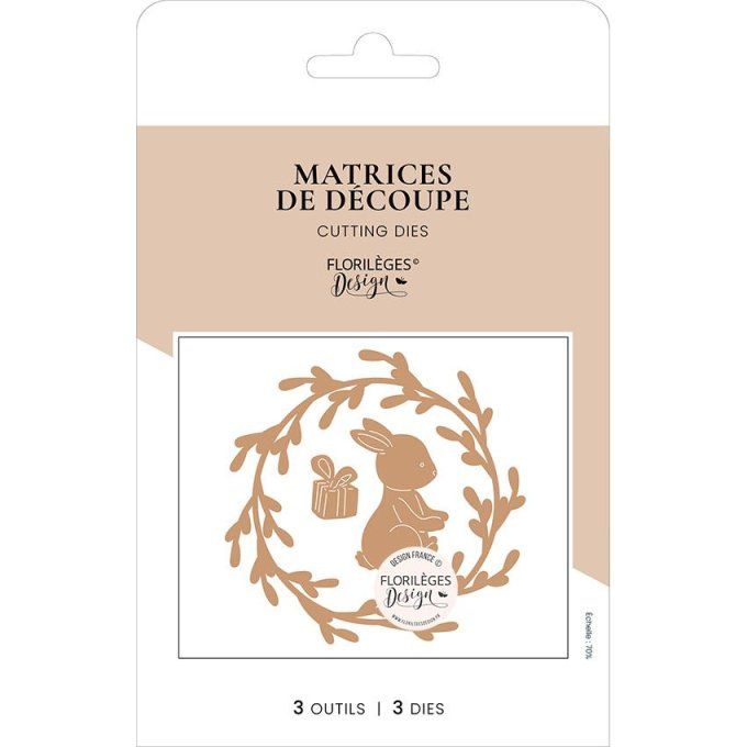 3 Dies/matrices de découpe, Florilèges Design, collection Histoires d'hiver - mon petit lapin