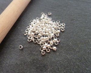 Perles à écraser en laiton, couleur argentée,  x100