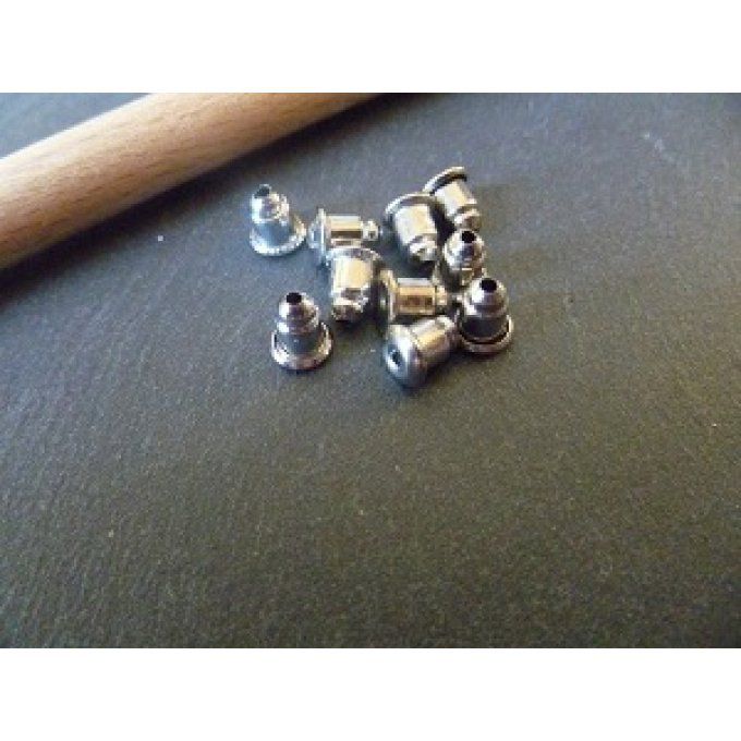 Fermoirs pour boucles d'oreille, laiton argenté, x10