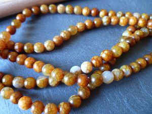Perles, agate, couleur marron dégradé (marbré), 6mm, x10