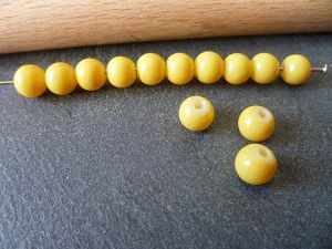 Perle en verre ronde,jaune, 6mm, x10