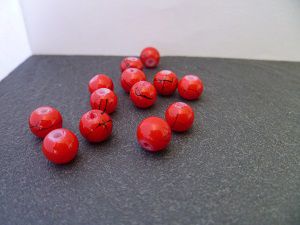 Perles en verre tréfilé, rouge, x10