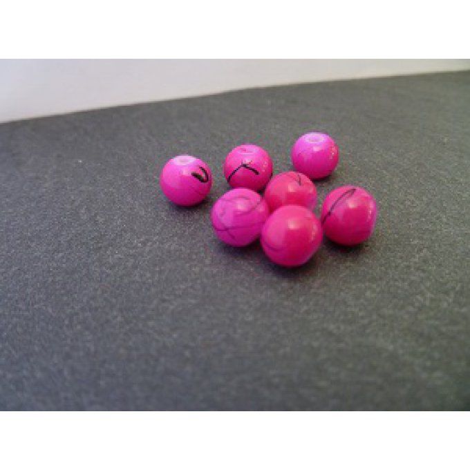 Perles en verre tréfilé, fuchsia, x10