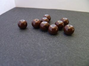 Perles en verre tréfilé, marron, x10