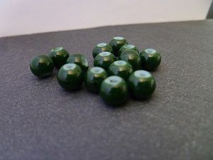 Perles en verre tréfilé, vert foncé, x10