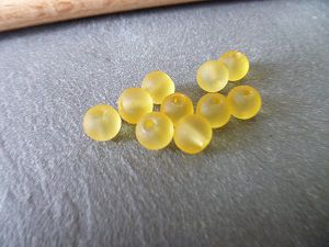 Perle en verre givré, jaune, 6mm, x10