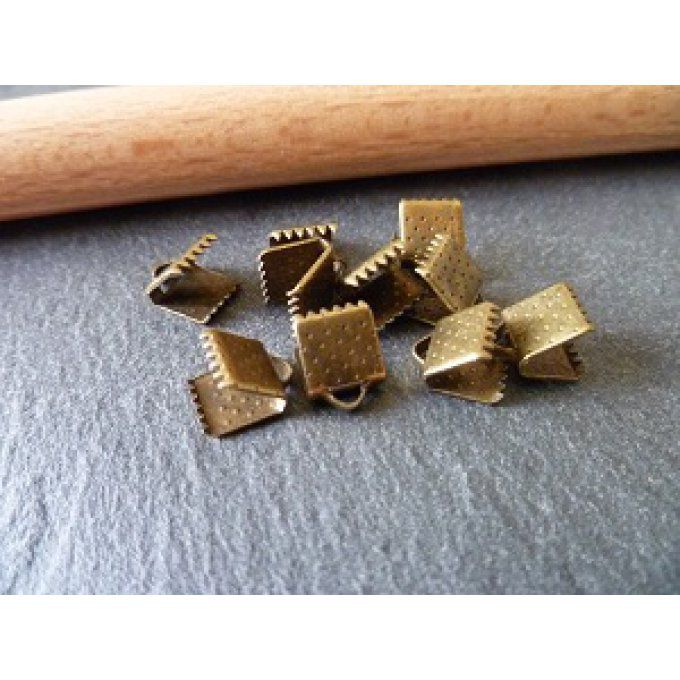 Embouts à ruban en métal de couleur bronze, x10