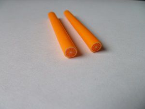 Cane "orange" en pâte polymère, à l'unité