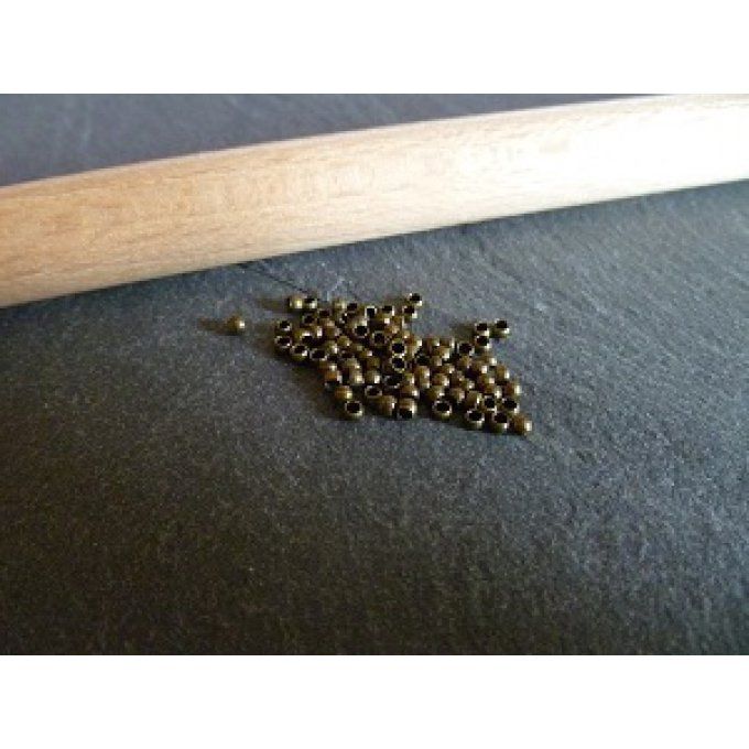 Perles à écraser en laiton, couleur bronze  x100