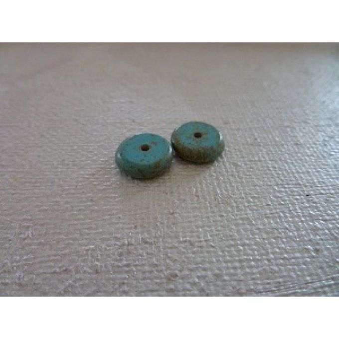 Perles "rondelle", howlite, bleu ciel légèrement marbré, x5