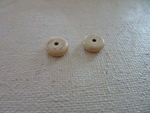 Perles "rondelle", howlite, blanc légèrement marbré, x5