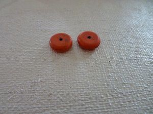 Perles "rondelle", howlite, orange légèrement marbré, x5
