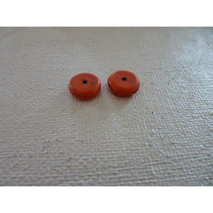 Perles "rondelle", howlite, orange légèrement marbré, x5