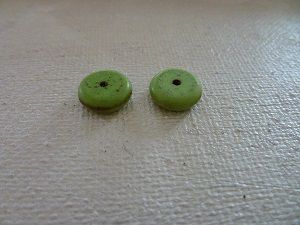 Perles "rondelle", howlite, vert légèrement marbré, x5