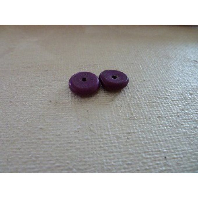 Perles "rondelle", howlite, violet légèrement marbré, x5