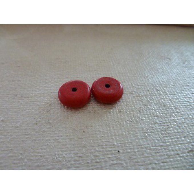 Perles "rondelle", howlite, rouge légèrement marbré, x5