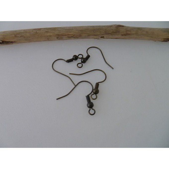 Crochets d'oreilles en laiton couleur bronze, x10 (5 paires)