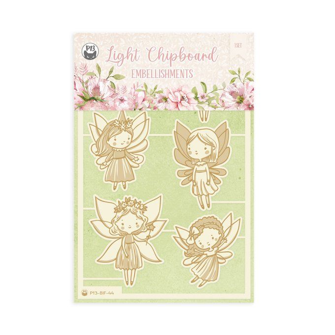 P13 - Chipboards, Collection Believe in fairies, dimension de la planche 15x10cm