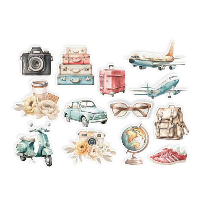 P13 - 13 die-cuts, Collection Travel journal, 240gsm