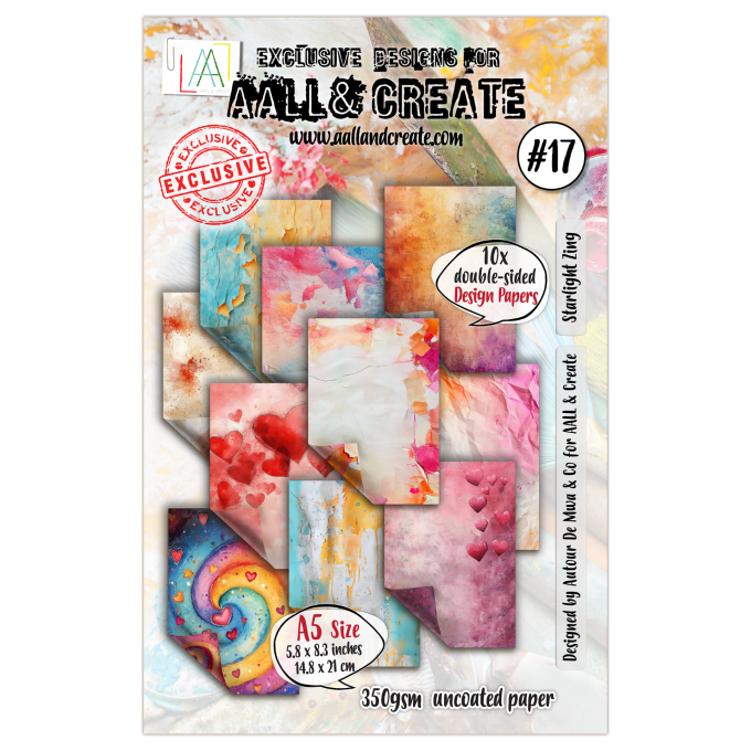 AALL&Create - 10 papiers de fond - recto verso - Starling zing, format A5 (14.8x21cm) - 350g