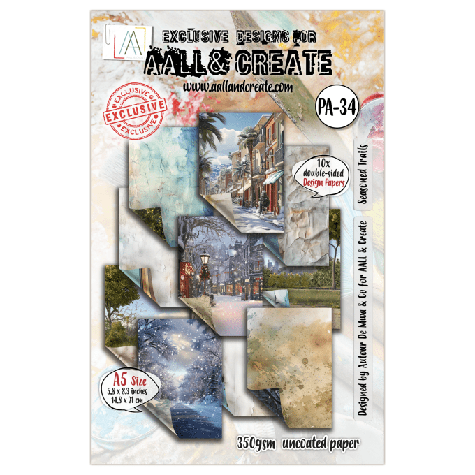 AALL&Create - 10 papiers de fond - recto verso - Seasoned trails , format A5 (14.8x21cm) - 350g