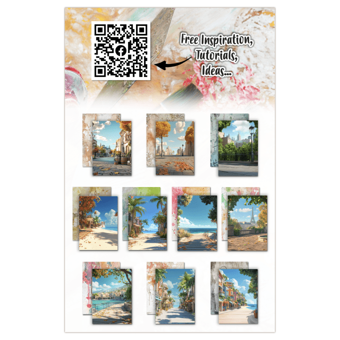 AALL&Create - 10 papiers de fond - recto verso - Sunset splashes, format A5 (14.8x21cm) - 350g 